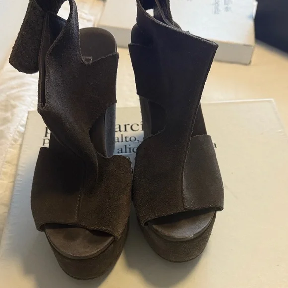 Pedro Garcia Charcoal Wedge Shoes - Picture 2 of 5